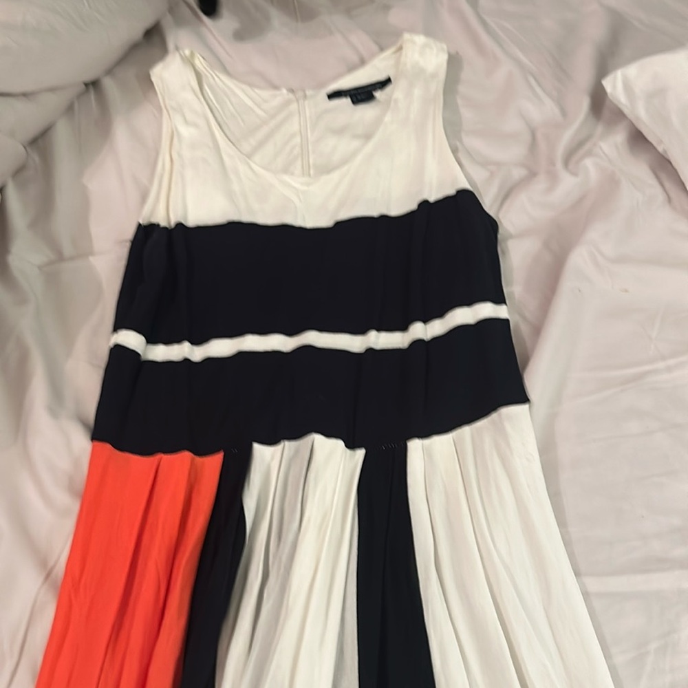 French Connection size 10 maxi dress navy white scoop neck sleeveless